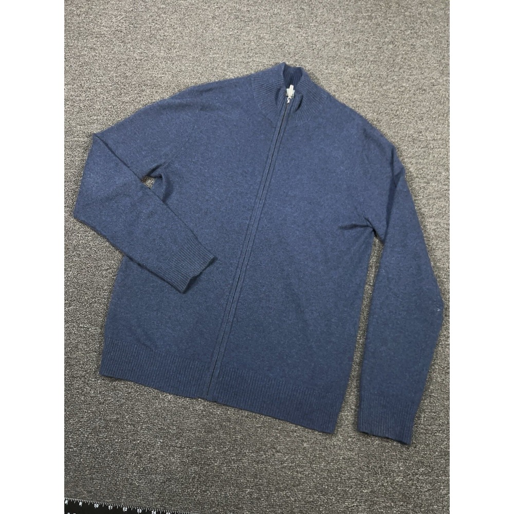 Neiman Marcus Sweater Men's Large Blue Full Zip 100% Cashmere Old Money Preppy